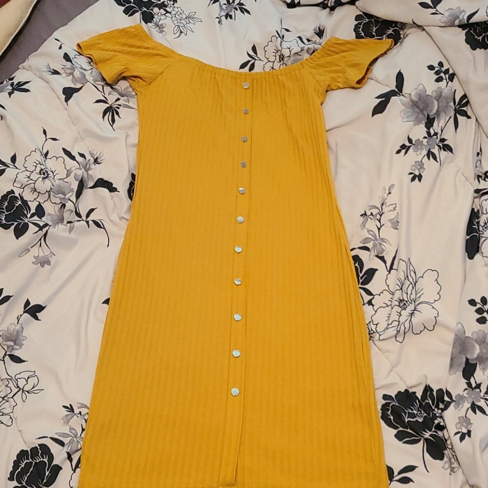 Off the shoulder with buttons dress